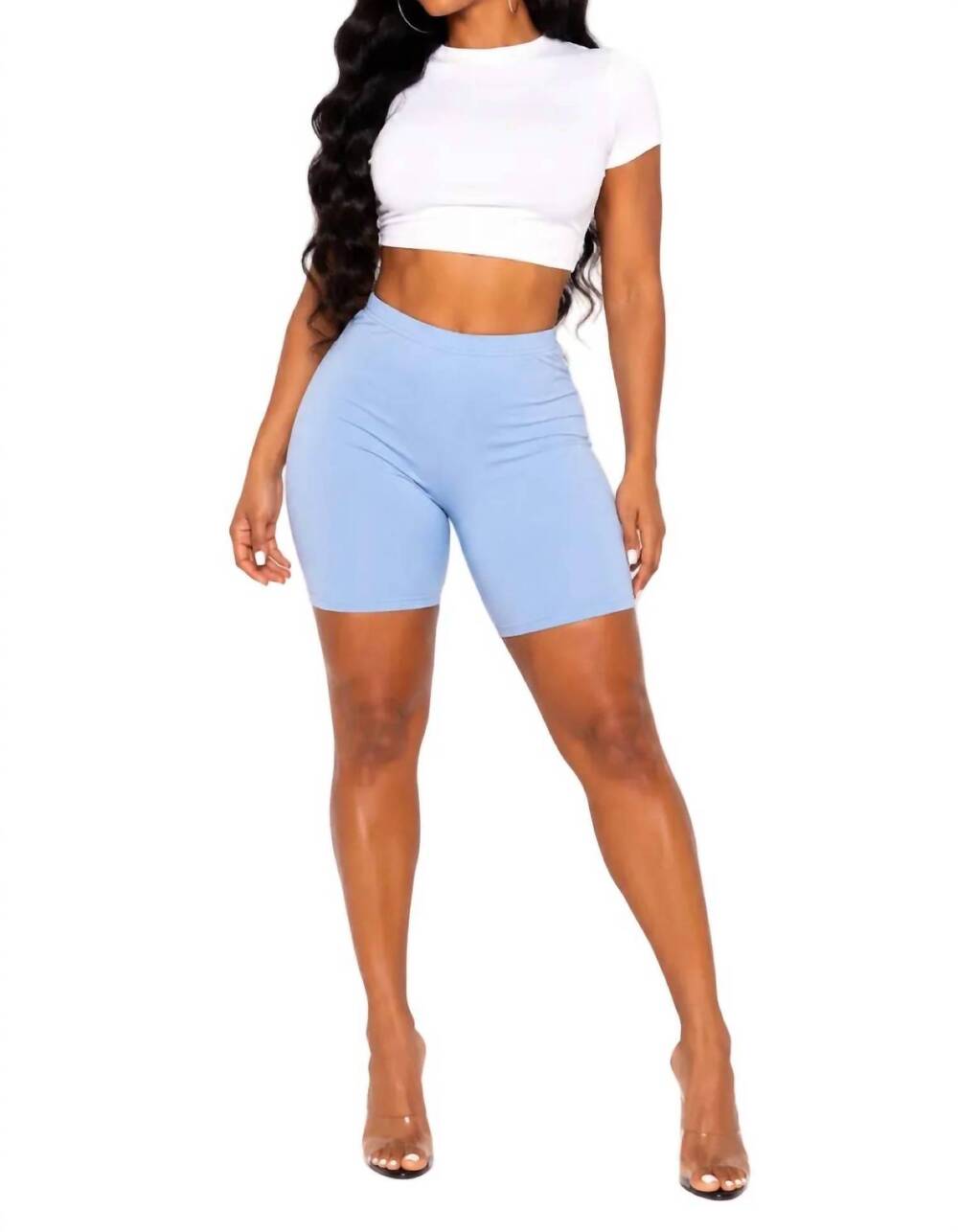 NEW JNK for the win premium stretch cotton biker shorts in light blue